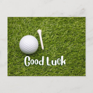 Golf greeting golf ball good luck to golfer postcard
