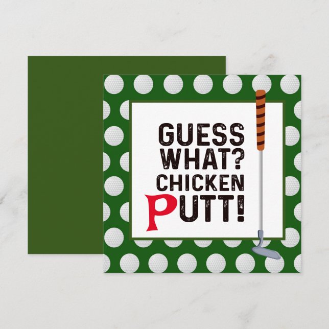 Golf Guest What Chicken Putt Funny Greeting Golfer Thank You Card (Front/Back)