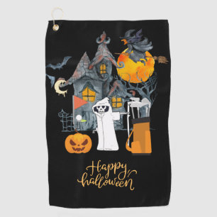 Golf Halloween Day with Ghost skeleton pumpkin   Golf Towel