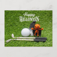 Golf Halloween Day with golf ball pumpkin ghost  