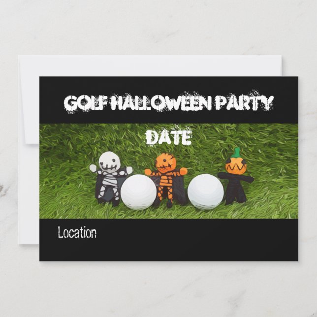 Golf Halloween Party invitation with monster (Front)