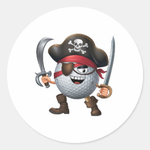 Golf Halloween Pirate Player Mens Womens Kids Pira Classic Round Sticker