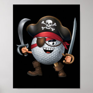 Golf Halloween Pirate Player Mens Womens Kids Pira Poster