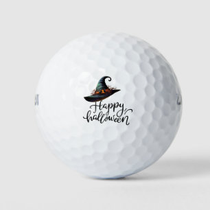 Golf Halloween with ghost spooky flying witch Golf Balls