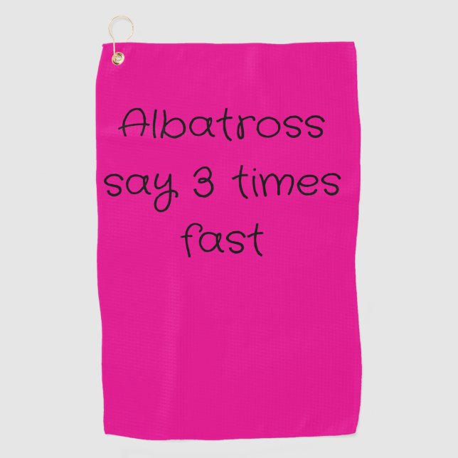 Golf hand towel in hot pink with golfing term (Front)