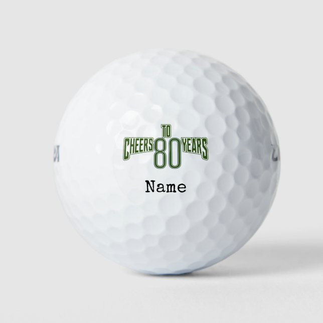 Golf Happy 80th Birthday  golfer Name Number    Balls (Front)