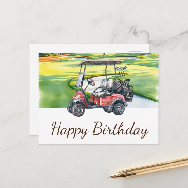 Golf Happy Birthday Golfer Golfing Postcard (Front/Back In Situ)
