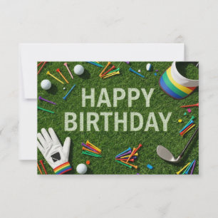 Golf Happy Birthday on Green  Card