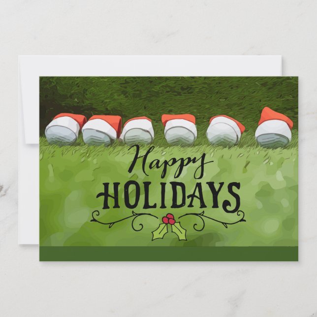 Golf Happy Christmas Holiday with Santa hat  Card (Front)