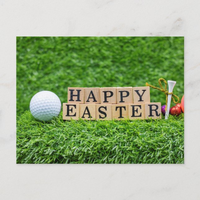 Golf Happy Easter to Golfer with ball on green Postcard (Front)