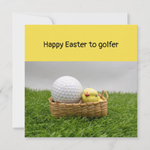 Golf Happy Easter to golfer with golf ball  & egg Holiday Card