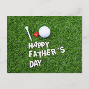 Golf Happy Father's Day  with golf ball and tee Postcard