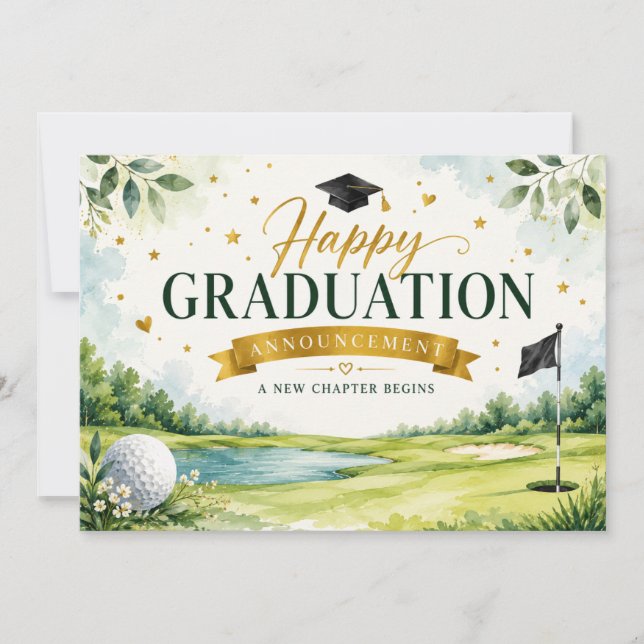 Golf Happy Graduation  Announcement (Front)