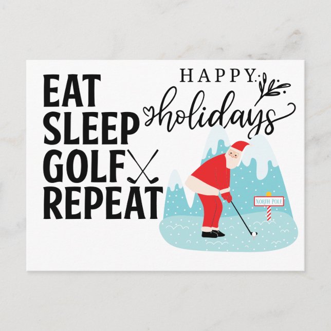 Golf Happy Holiday  Eat Sleep Golf Repeat Santa  Postcard (Front)
