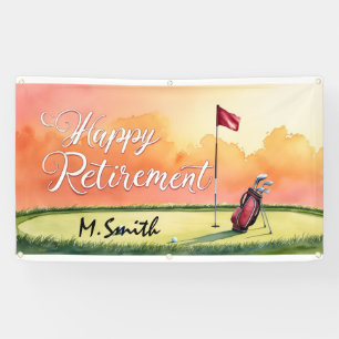 Golf Happy Retirement golf course and golfer name Banner