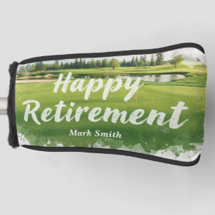 Golf happy retirement on golf course head cover