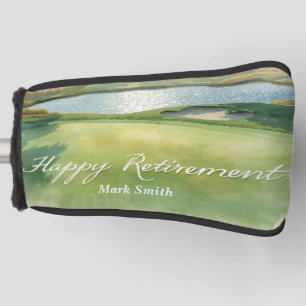 Golf happy retirement on golf course head cover