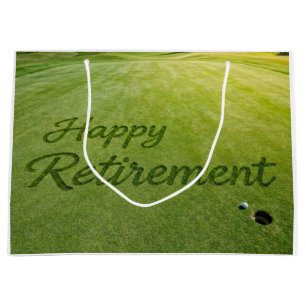 Golf Happy Retirement on putting green Large Gift Bag