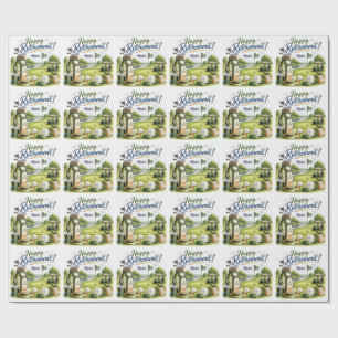 Golf Happy Retirement with bag and cart Wrapping Paper
