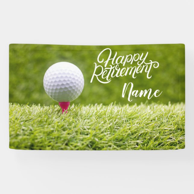 Golf happy retirement with ball on green banner (Horizontal)