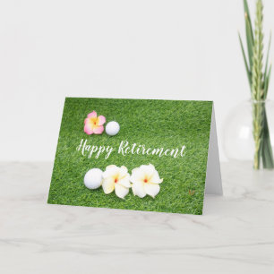 Golf Happy Retirement with golf ball and flowers Card