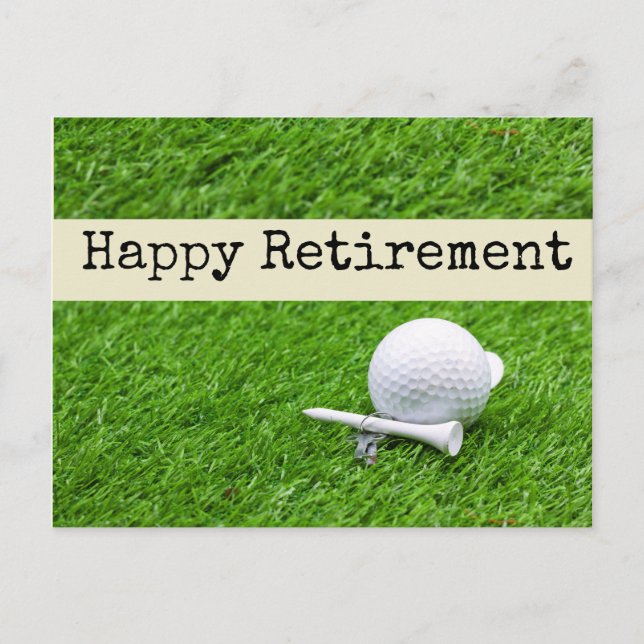Golf Happy retirement with golf ball and tee Postcard (Front)
