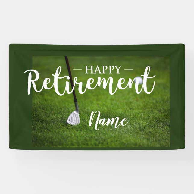 Golf happy retirement with golf ball on green bann banner (Horizontal)