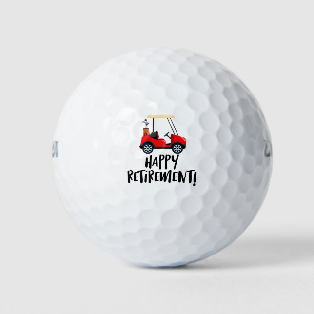 Golf Happy Retirement with golf cart  Balls (Front)