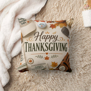 Golf Happy Thanksgiving themed Cushion
