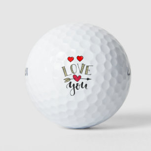 Golf Happy Valentine's Day with love red hearts Balls