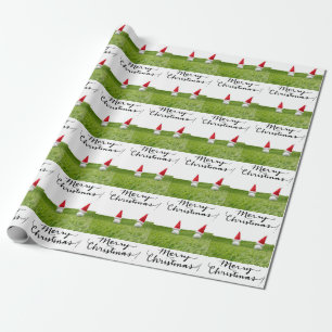 Golf hat and tee on green grass for Christmas Wrapping Paper