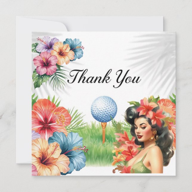 Golf Hawaii themed Flat Thank You Card (Front)