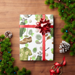 Golf Hawaiian Style with ball and bag for golfer Wrapping Paper