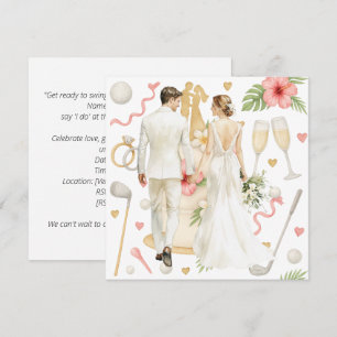Golf Hawaiian themed Wedding for golfer Invitation