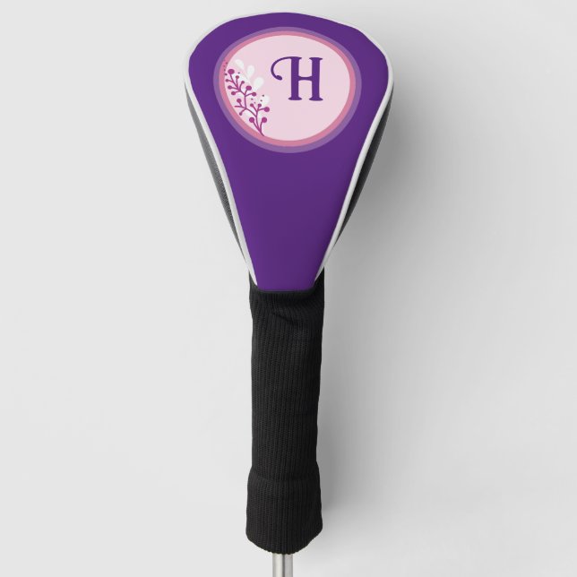 Golf Head Cover  - Add your initial - Purple (Front)