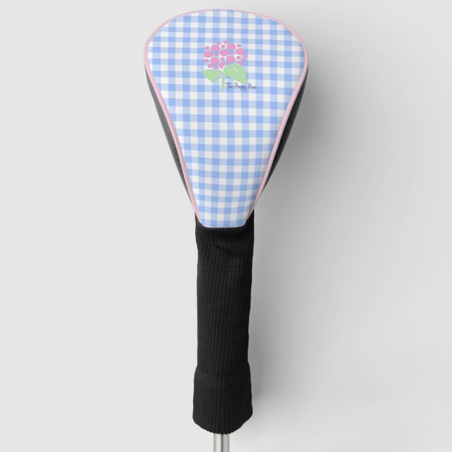 Golf Head Cover blue gingham (Front)
