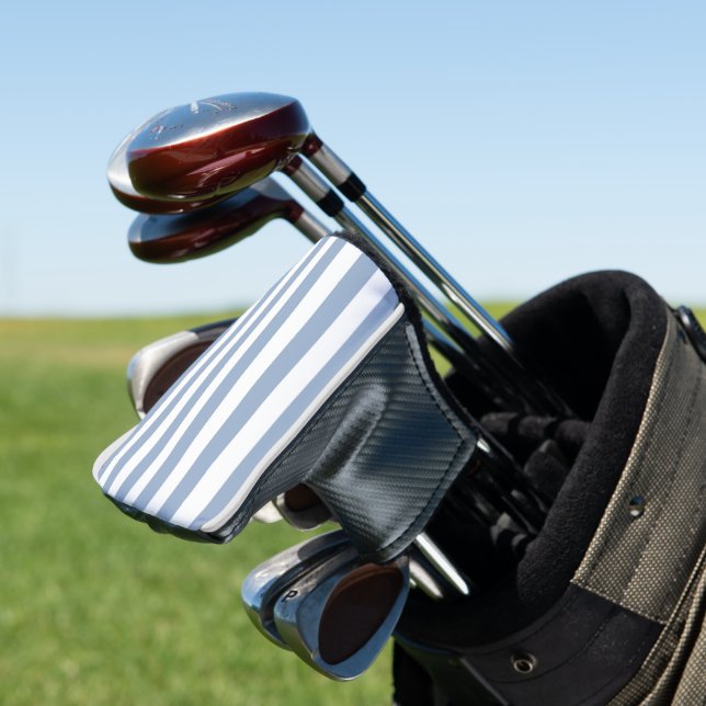 Golf Head Cover Blue & White Stripe (In Situ)