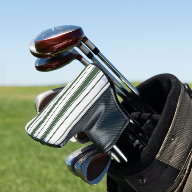 Golf Head Cover Green & White Stripe (In Situ)