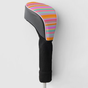 Golf Head Cover, Mandarin Orange Colourful Stripe Cover