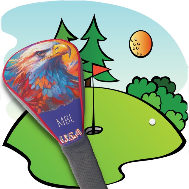 GOLF HEAD COVER - Patriotic Eagle + USA & Monogram (Creator Uploaded)