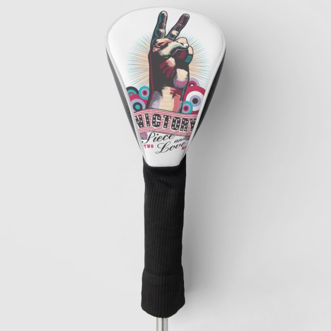 Golf Head Cover – Victory Peace & Love Pop-Art  (Front)