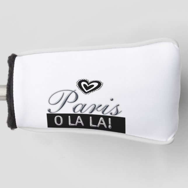 Golf Head Cover White Paris France Oh la la  (Front)
