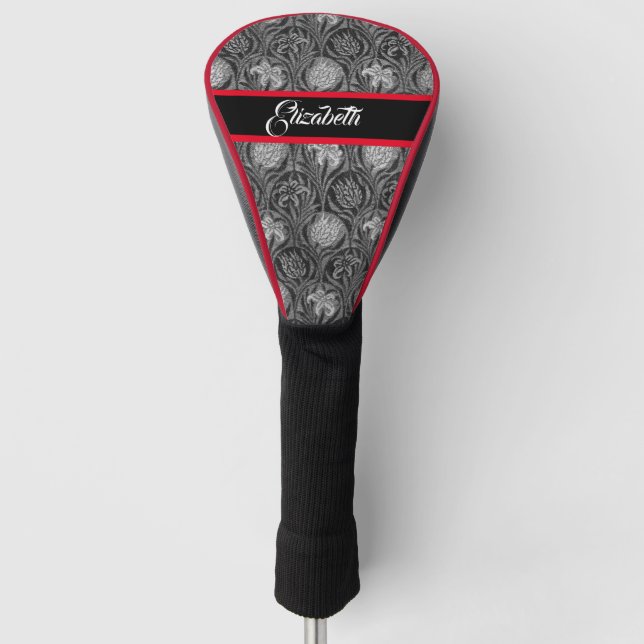 Golf Head Cover WILLIAM MORRIS DESIGN CUSTOM NAME (Front)