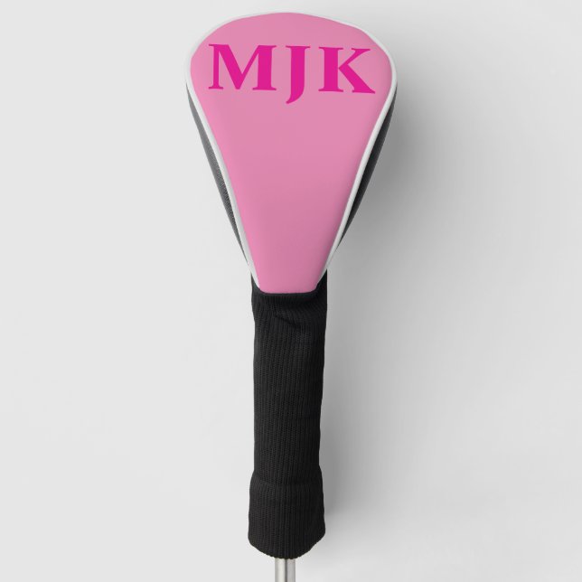 Golf Head Cover with Hot Pink Monogram (Front)