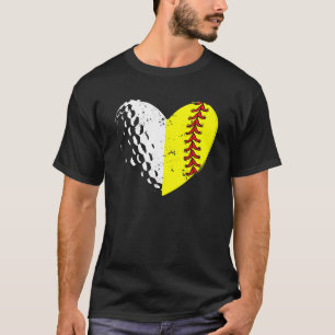 Golf Heart Softball Heart Love Golfing Son Daughte T-Shirt