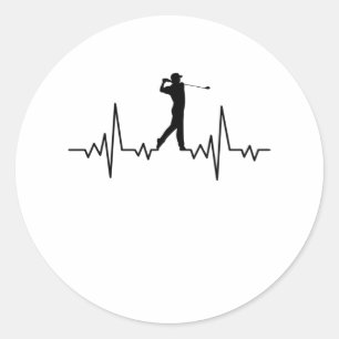 GOLF HEARTBEAT Golfing Clothes Women Men Kids Classic Round Sticker