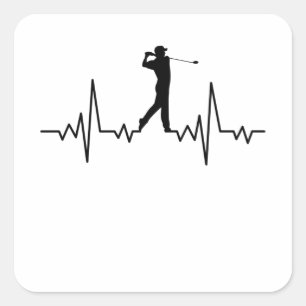 GOLF HEARTBEAT Golfing Clothes Women Men Kids Square Sticker