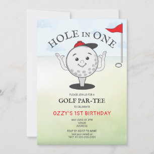 Golf Hole in One 1st Birthday Par-Tee Invitation
