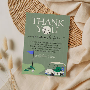 Golf Hole in ONE 1st Birthday Thank You Card