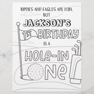Golf Hole in One Birthday Colouring Page
